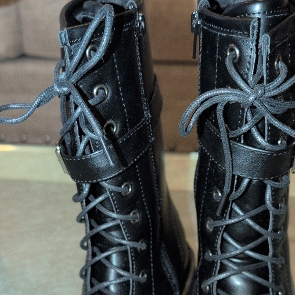 Black Lace-Up Women's Boots - Picture 5 of 7